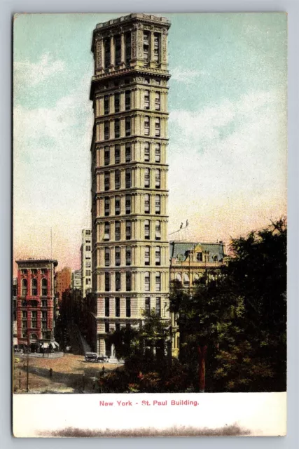 New York City NY Saint St. Paul Building Manhattan Skyscraper Old Postcard 1910s