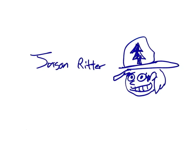 Jason Ritter Hand Signed Drawn Gravity Falls Sketch Proof Dipper Beckett Bas Coa