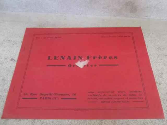 Ancien CATALOGUE Lenain Frères, Orfèvres de 1929