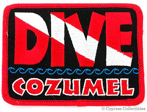 Dive Cozumel - Embroidered Patch Scuba Diving Flag Logo Iron-On Travel Souvenir