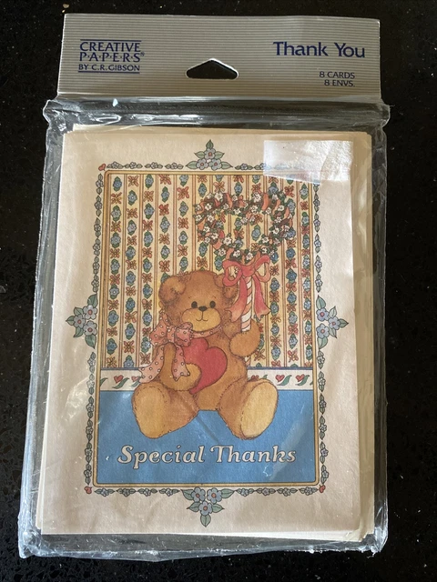 Pack 8 Teddy Bear Thank You Note Cards Envelopes Creative Papers Gibson Sealed