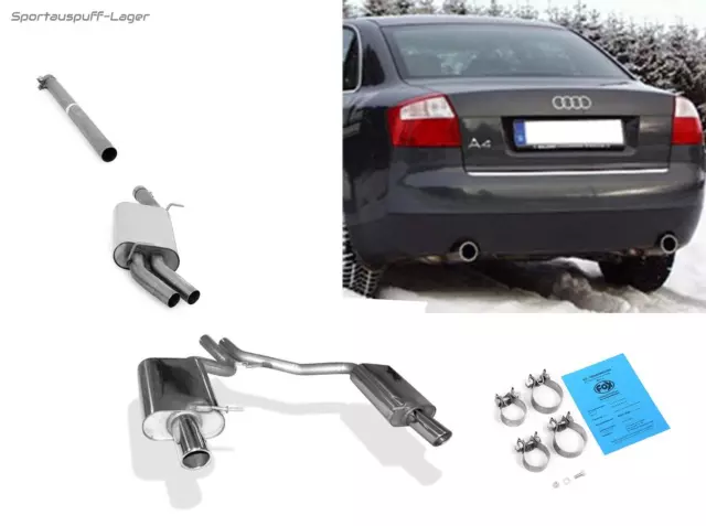 Fox Edelstahl Duplex Anlage ab Kat Audi A4 B6 Typ 8E Limo+Avant 1.8T je 90mm