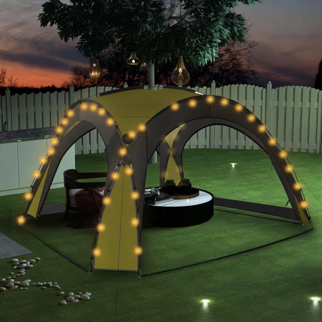 LED Event Pavillon, Domeshelter, Partyzelt mit Beleuchtung 4 Seitenwänden Grün