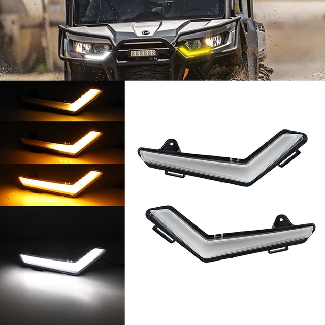 Pair Front LED Turn Signal w/Yellow Flowing Lights For Can-Am Defender Commander