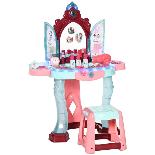 31 pezzi toeletta bambini con specchio magico principessa, luce e musica