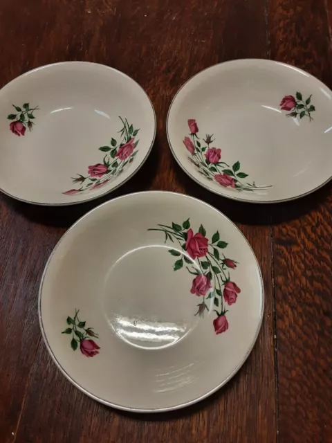 Set Of Three 16cm Dessert Bowls Vintage British Anchor Rose England