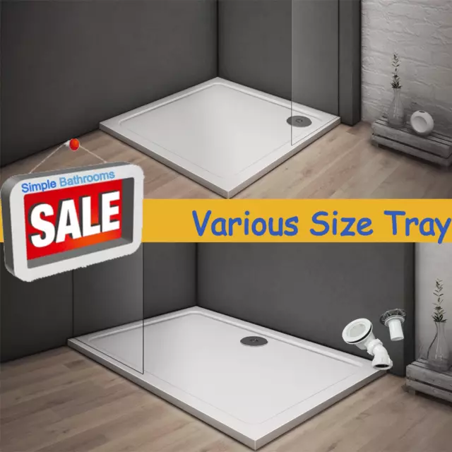 New Stone Tray Shower Enclosure Walk In Bathroom Square / Rectangle + Free waste