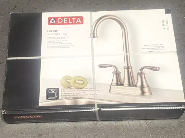 Delta Lorain Stainless Double Handle Bar and Prep Kitchen Faucet 28716LF-SS