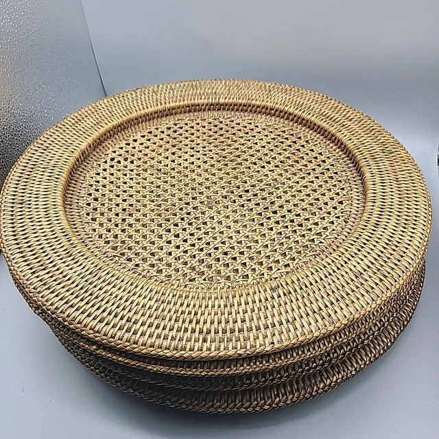 Lot De 3 Plateaux De Service Ovales En Rotin Moderne Avec Incrustation En Nacre - Panier De Rangement Décoratif En Osier Tissé à La Main Pour Collation, Pain, Nourriture, Fruits, Décoration