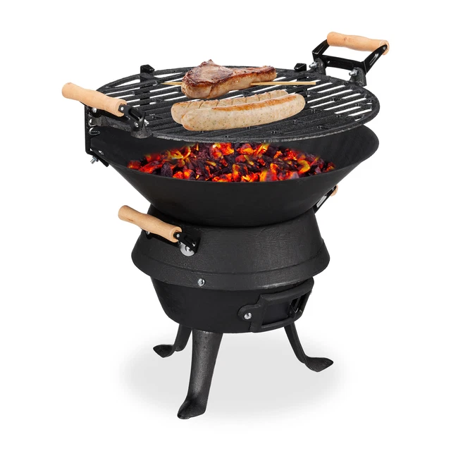 Baril de barbecue fonte de fer barbecue de charbon, pour jardin, BBQ, noir