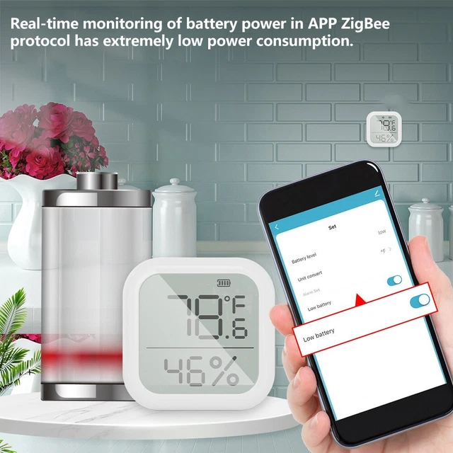 Set di 2 sensori igrometro termometro wireless abilitato app per ZigBee Gateway