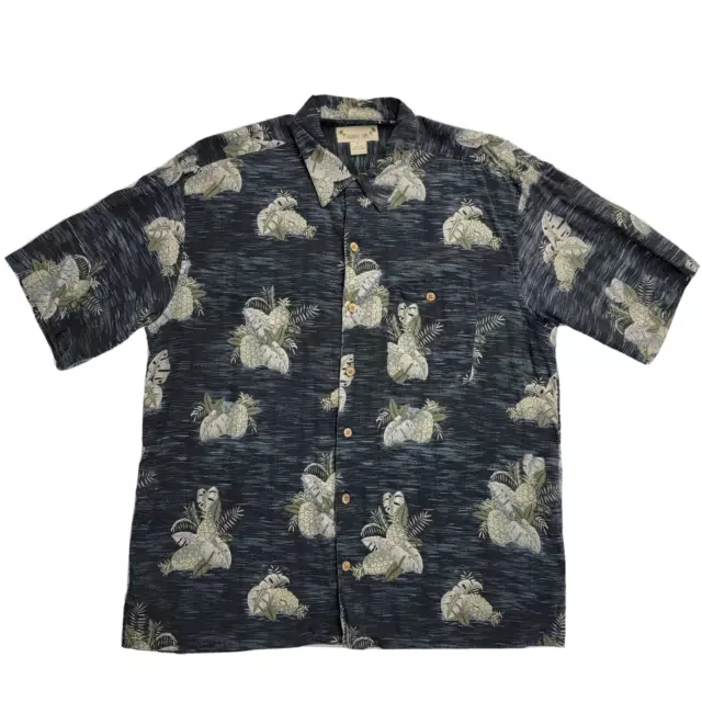 Paradise Coves Mens Silk Button-Up Camp Shirt XL Short Sleeve Paradise Tropical