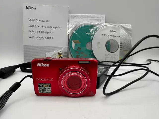 Red Nikon Coolpix S6300 16MP Digital Camera Tested but issue Please READ AS IS