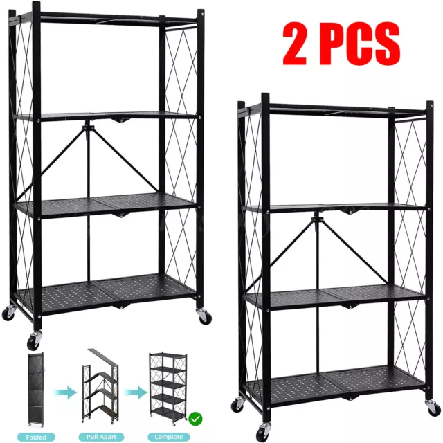 2PCS Storage Shelving Unit Metal Shelf Foldable Storage Shelf Garage Shelf Metal