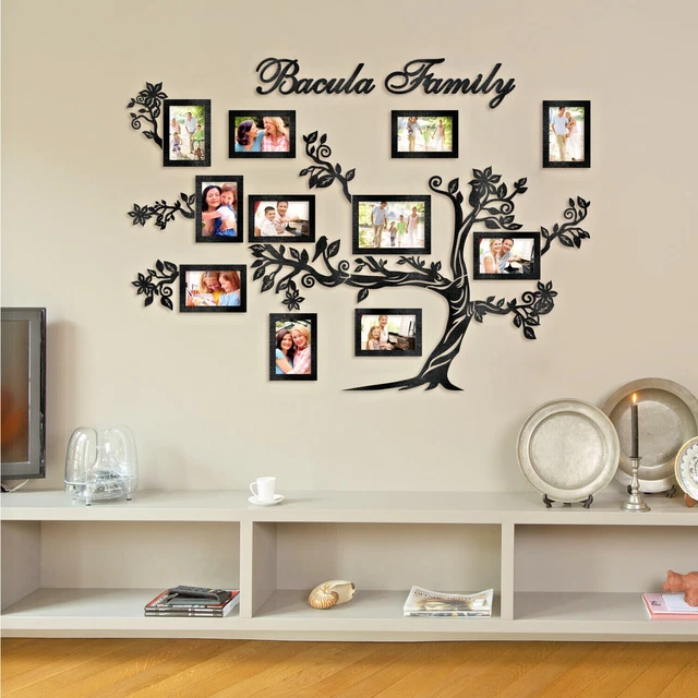 WOODEN FAMILY TREE With Photo Frames, Collage Picture Frames, Tree Wall