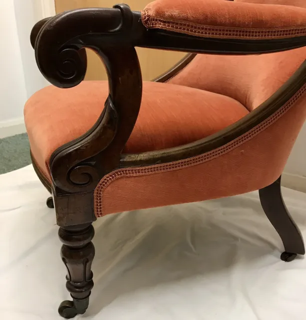 Luxurious Howard Style Victorian Walnut Armchair. Local Delivery Poss.