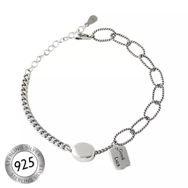 Damen Armband Good Luck 925 Sterling Silber Verstellbar Geschenk Schmuck D47