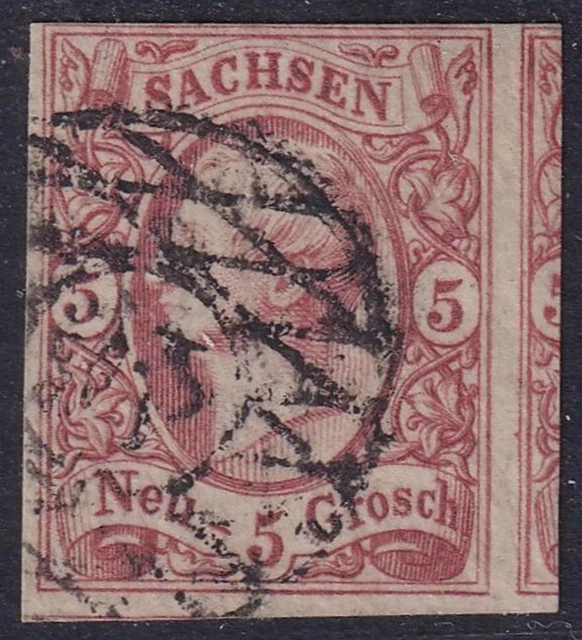 Sachsen MiNr 12 a Nummerngitterstempel voll/überrandig gepr. Pröschold BPP