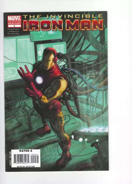 The Invincible Iron Man #2 2nd printing variant August 2008 Marvel Comics NM