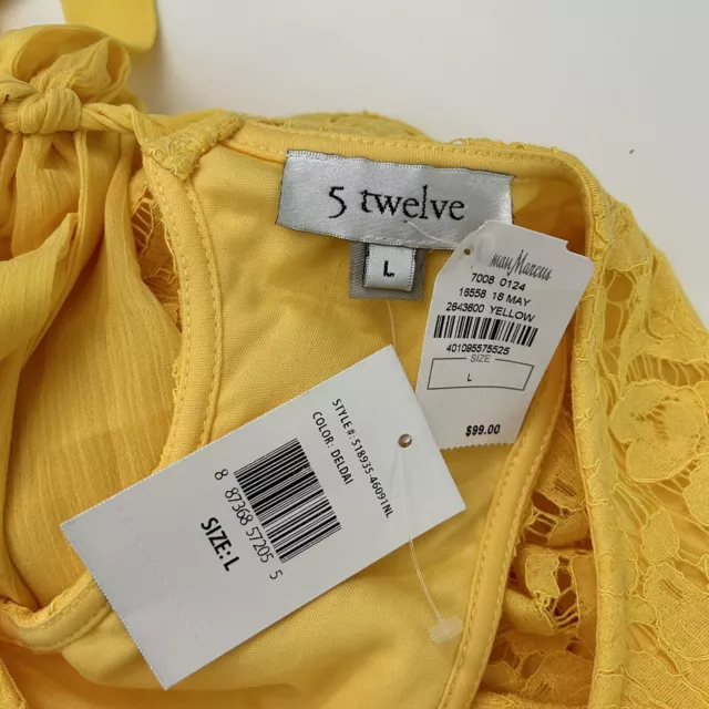 NEW 5 Twelve Yellow Lace Dress Womens Size Large Neiman Marcus 3