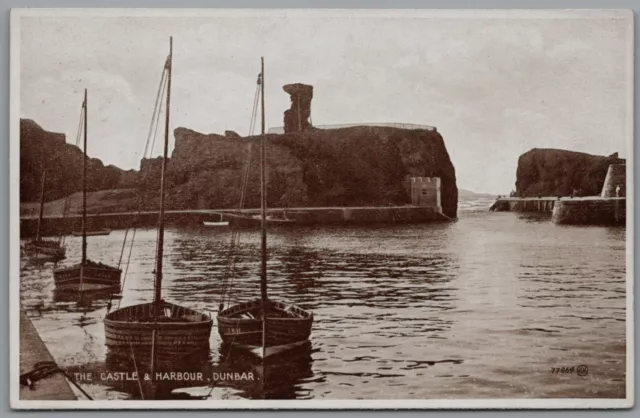 Dunbar Castle Harbour East Lothian Scotland Valentines Vintage Unposted Postcard