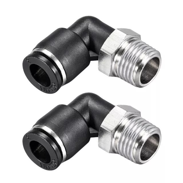 Push to Connect Tube Fitting Male Elbow 8mm Tube OD x 1/4 NPT Push Fit Lock 2pcs