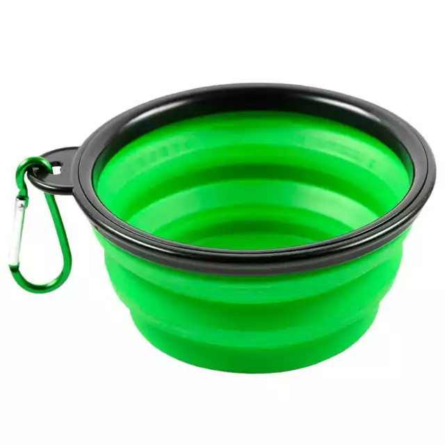 Plato Bowl Cuenco Tazon Flexible Bebedero Portatil S Verde para Comida Perro