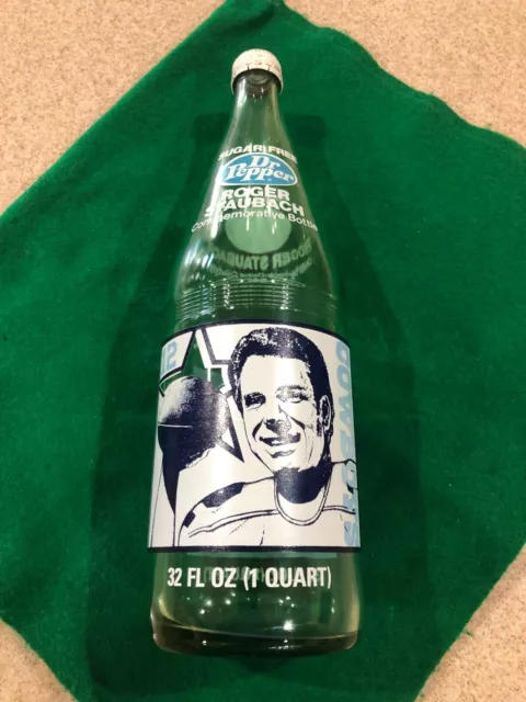Dr. Pepper Bottle Sugar Free 32 oz Commemorative Roger Staubach Dallas Cowboys
