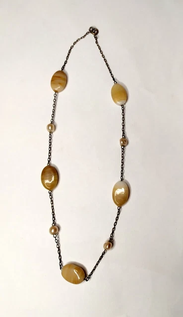 Collier Ancien En Vermeil Et Perles De Culture - Occasion - Bijou Vintage - Longueur Ajustable - Style Classique