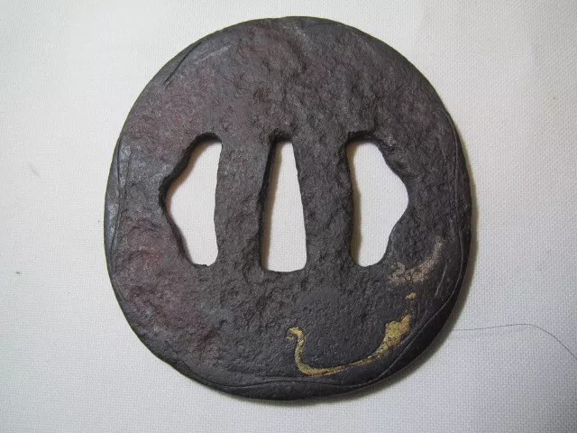Tsuba Japanese Excellent Item New-072 Higo Iron  Oblong Shape Unknown Figure Goo