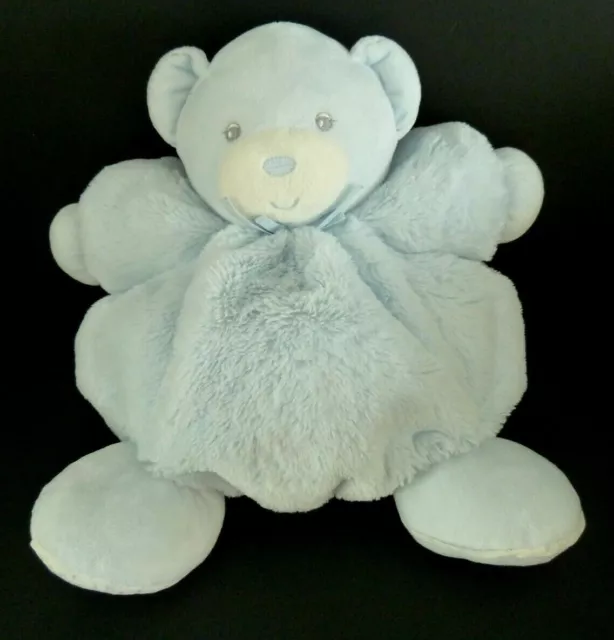 W1 - DOUDOU BOULE KALOO OURS FOURRURE BLEU BLANC GRELOT 27 cms QUASI NEUF*