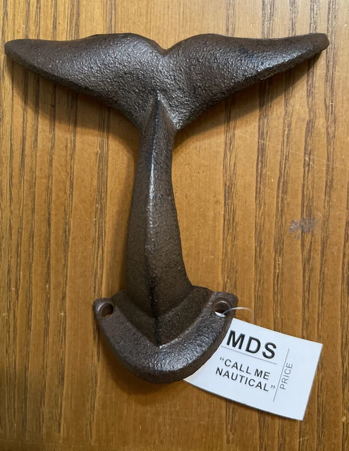 NWT Cast Iron Whale Tail Hook Nautical Decor Hooks Coat Hook Bathroom Ocean Sea