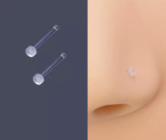 Invisible Clear Nose Stud. See Through Nose Stud. Transparent Nose Retainer