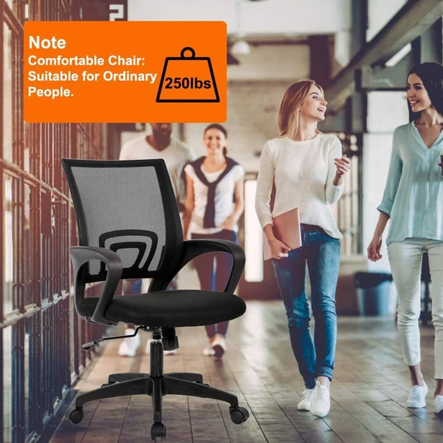 Home Office Chair Mesh Computer Chair With Lumbar Support Armrest Black