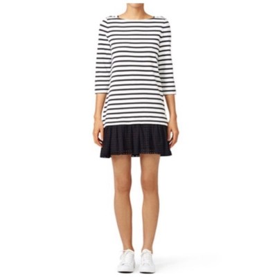 Kate Spade Broome Street Marine Sailing Stripe Mini Dress White Black Small