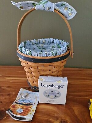 Longaberger 1999 Daisy Basket Combo with Liner Protector Tie On - Mint