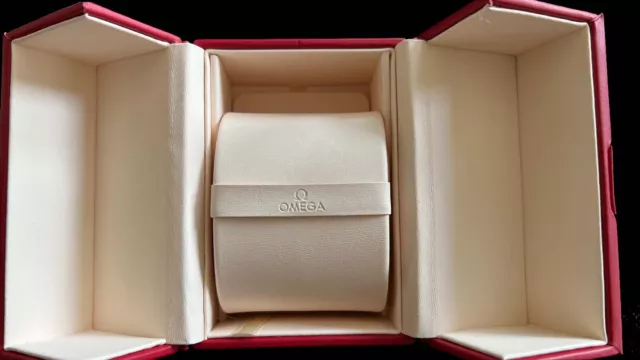 Magnifique Étui boite écrin montre Omega Travel Box/étui service-cuir rouge/blan 3