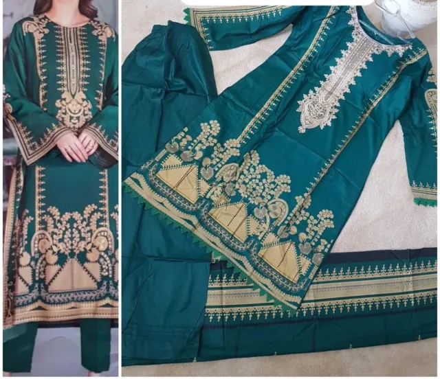 Pakistani  linen  shalwar kameez stitched suit  Medium