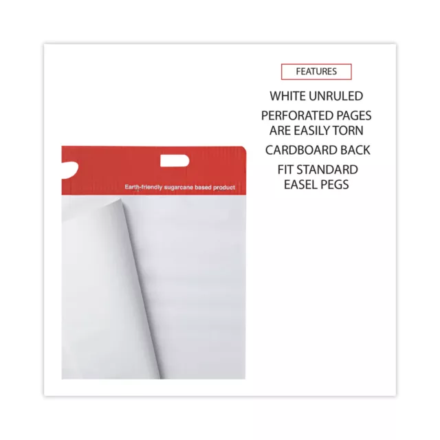 Universal Sugarcane Based Easel Pads, Unruled, 27 x 34, White, 50 Sheets, 2 Pads 3