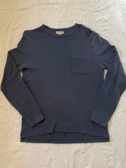 J Crew Mens Medium Knit Garment Dyed Slub Long Sleeve Grey Cotton Pocket T Shirt