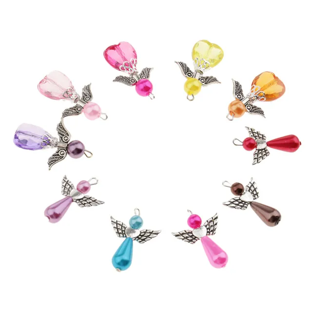 10 Stück gemischt Silber Engel   Perlen Charms Anhänger DIY