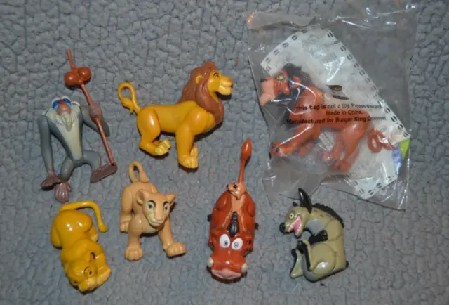 Complete set of 7 vintage 1994 Disney Lion King Happy Meal toys from Burger King