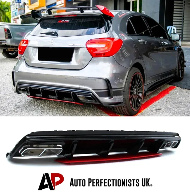 Mercedes A Class W176 A45 AMG Style Gloss Black Rear Lip Valance Diffuser 13-18