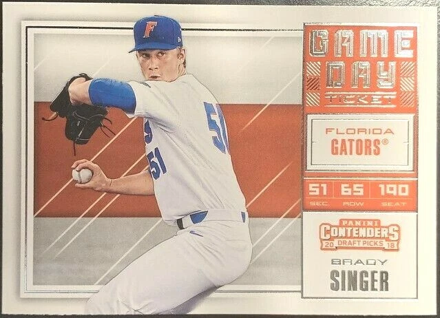 2018 Panini Contenders Draft Brady Singer Game Day Ticket
