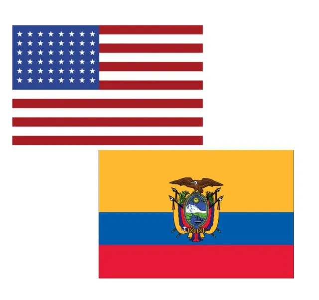 3'x5' Polyester USA & Ecuador  Flag Set; One Flag for Each Country