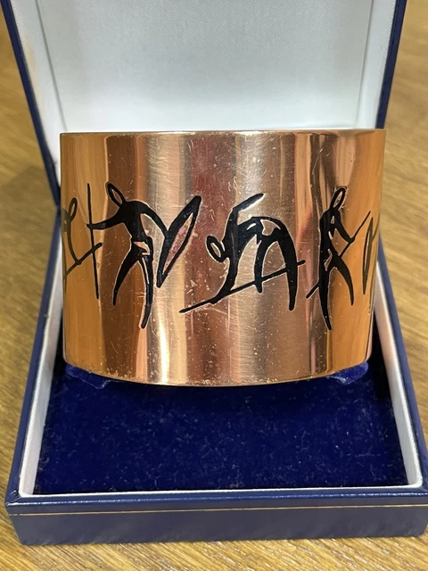 MODERNIST VINTAGE 60S Wide Copper Cuff Bangle Bracelet Black