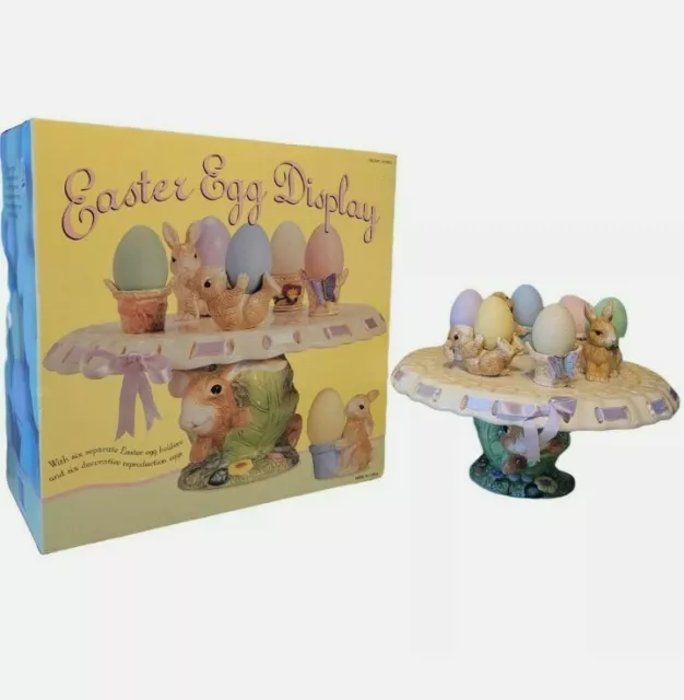 Ceramic Easter Egg Display Set/Pastel Speckled Decorative Egg Stand Costco RARE