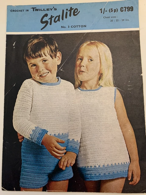 Vestido y Niños Twilley's 799 Niñas Suéter y Pantalones Cortos Patrón de Crochet Usado