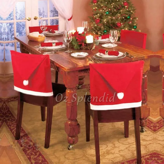 Christmas Chair Covers Dinner Table Santa Hat Home Decorations Ornaments Gift AU