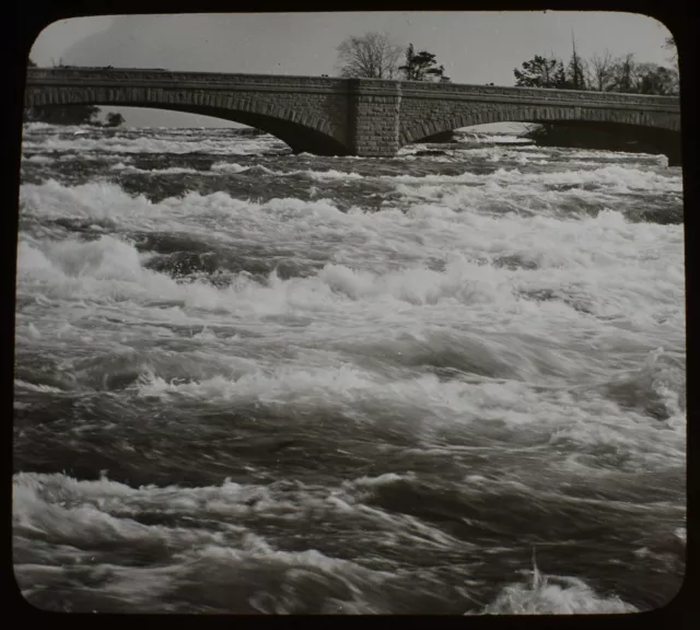 ANTIQUE Magic Lantern Slide AMERICAN FALLS & BRIDGE NIAGARA FALLS C1910 PHOTO